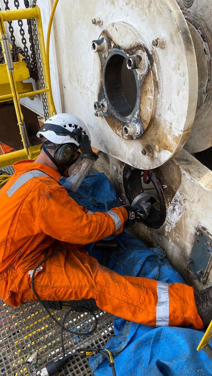Matthew’s supplied field photograph of mechanical maintenance on offshore machinery